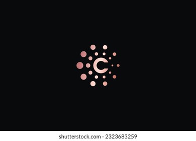 C letra diseño circular estilo moderno diseño creativo de marca de oro, c con puntos de diseño circular