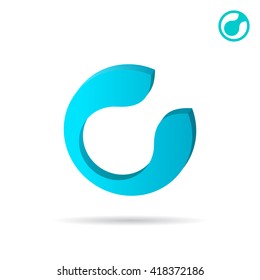 C letter circular sign, 2d and 3d icons on white background, vector, pes 10