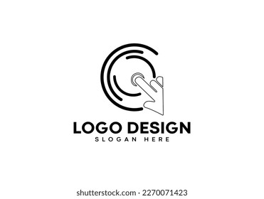 C letter with click hand logo design on white background. C monogram initials letter logo concept. C letter icon design. C elegant and Professional black letter icon on white background.