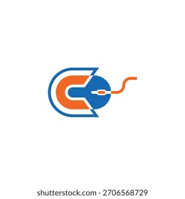C letter click mouse logo design.