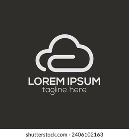 C letter cloud security data, tech logo design concept isolated vector template illustration