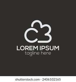 C letter cloud security data, tech logo design concept isolated vector template illustration