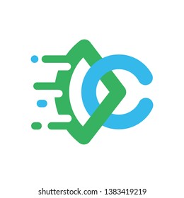 C Letter And Coin Forward Logo Template