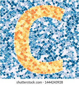 C letter color distributed circles dots illustration