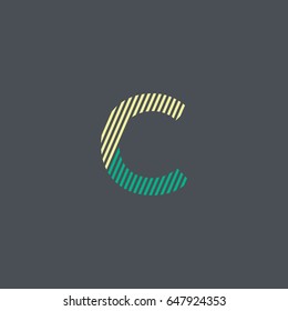 C letter colored line logo vector