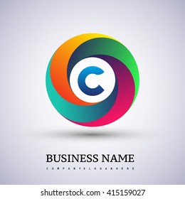C letter colorful logo in the circle. Vector design template elements for your application or company identity.