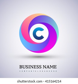 C letter colorful logo in the circle. Vector design template elements for your application or company identity.