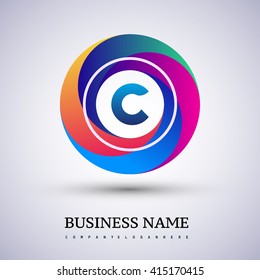C letter colorful logo in the circle. Vector design template elements for your application or company identity.