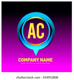 A and C letter colorful logo in the circle. Vector design template elements for your application or company identity.