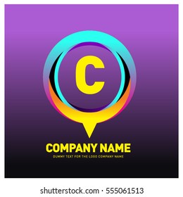 C letter colorful logo in the circle. Vector design template elements for your application or company identity.
