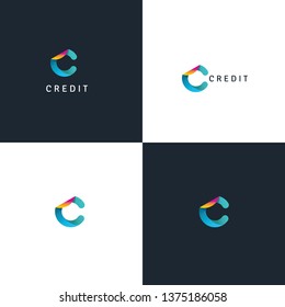 C letter colorful logo. C letter credit institution logo. 