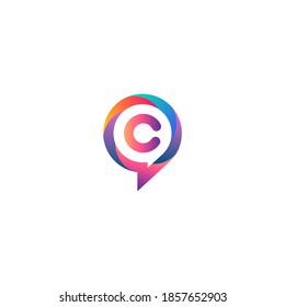 c letter colorful circle chat icon logo c chat logo minimalist template using modern   gradient style c letter ellipse chat logo 