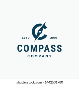 C-Buchstabe für das Design des Layoutbildes für das Kompasssymbol-Symbol Vektorillustration