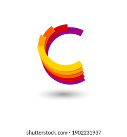 Carta C. La letra C consta de algunas formas de curl dinámicas. Monograma C. El logotipo puede utilizarse para empresas, finanzas, logística, red, icono web.