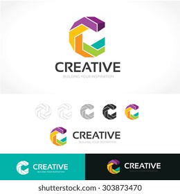 C letter, Creative logo design template