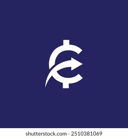 Diseño de logotipo mínimo de criptomonedas de letras C.