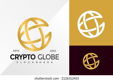 C Letter Crypto Globe Logo Design Vector illustration template