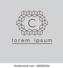 C letter cubes, geometric vector logo template (sign, symbol, emblem, ornament)