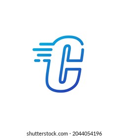 c Brief-Bindestrich schnell digitale Mark-Linie Umriss-Logo Vektorsymbol