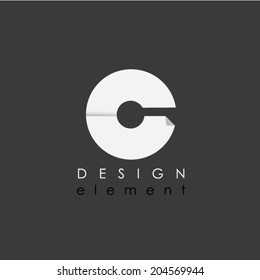 C letter design element in flat design style for business