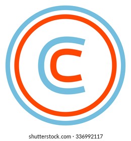 C letter design template. This letter can be used for a sports team identity. Also, it can be a red-white-blue colors ribbon flag.