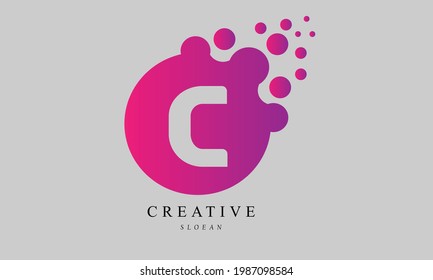 C Letter Design Vector with Dots.Dots Letter C Logo