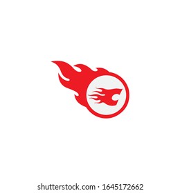 C Letter Design Vector with fire. 