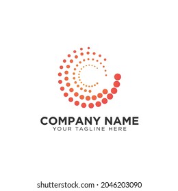 C Brief mit Dot Circle als Netzwerk-Logo-Vektorgrafik verbunden