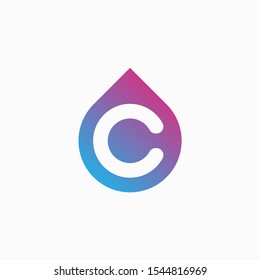 C letter with drop. molecule  Logo design , Lab Logo Design Element , Design Vector with Dots. - VECTOR