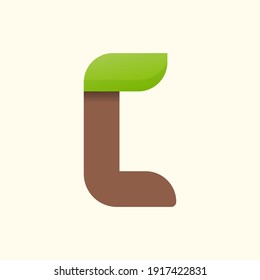 C letra eco logotipo con hoja. Fuente vectorial para los afiches bio, emblema de spa, verduras, hierbas y tarjetas botánicas, etc.