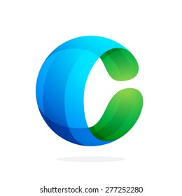 C letter eco logo, volume icon
