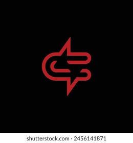 C Letter Electric Vector Icon Illustration With Black Background. 