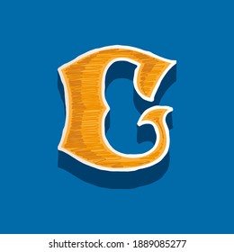 C letter embroidered logo in classic collegiate or sports style. Retro font perfect to use in any university team labels, champ posters, tackle identity, etc.