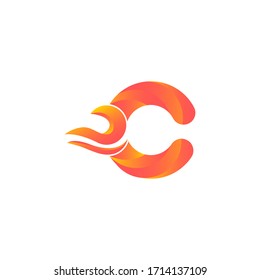 C letter with fire logo design