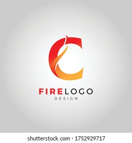 C letter fire logo template