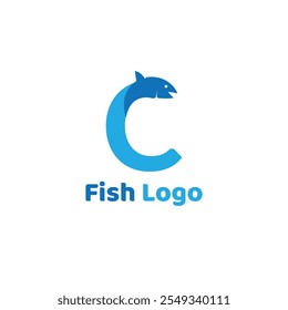C letra peixe logotipo design