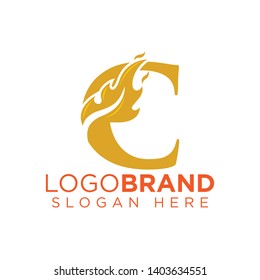 C Letter with Flame Fire logo vector
