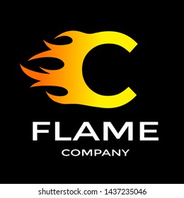 C Letter flame or fire vector logo template. This alphabet is suitable for cooking, temperature or fast business.