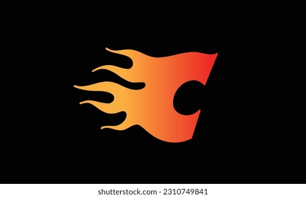 C Letter Flame Logo Design. Fire Logo Lettering Concept Vector
