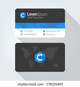 C letter Flat style Initial Logo Business card