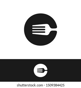 C Letter Fork Logo Design Template Inspiration, Vector Illustration.