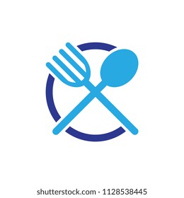 C letter with fork and spoon logo
