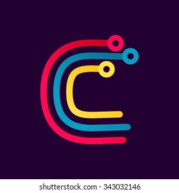 C letter formed by electric line. Font style, vector design template elements for your application or corporate identity.