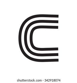 C letter formed by parallel lines. Vector design template elements for your application or corporate identity.