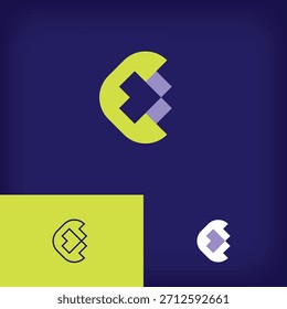 C letter forward target different logo. Unique design color gradients. Ready-to-use template for flat and linear styles.