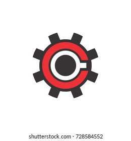 C letter with gear logo design vector