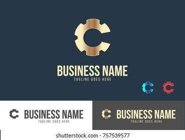 C Letter Gear Logo Template Design Vector