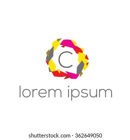 C letter geometric vector logo template (sign, symbol, icon)