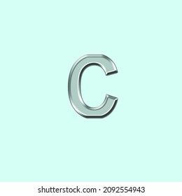 C letter in glass text, logo Effect. Vector font for labels, posters 