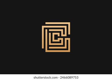 Logotipo de la marca de la Marca comercial de Vector C Letter Gold